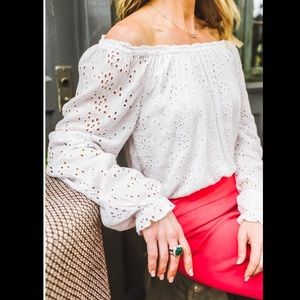 Sanctuary Blooming Eyelet Ballet Neck Blouse NWT!